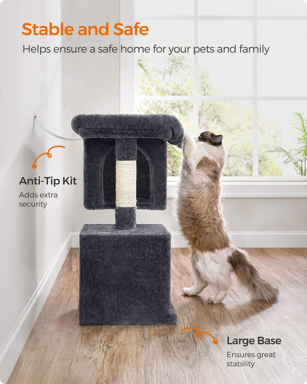 Feandrea cat tree sturdy particleboard base stands steady