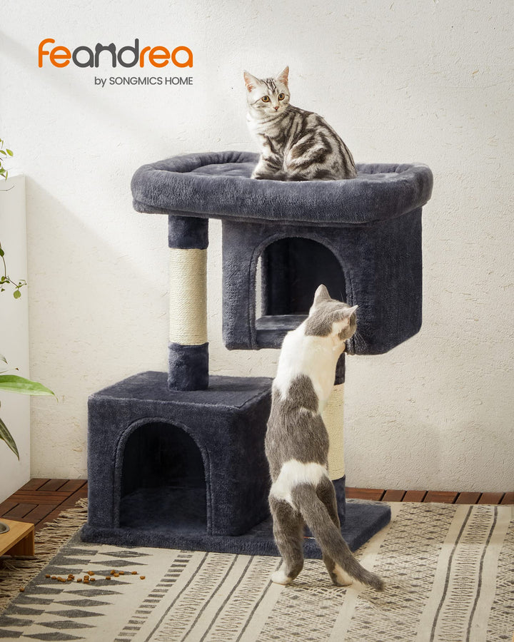 Feandrea Cat Tree top 2-door cave with clear view and easy access