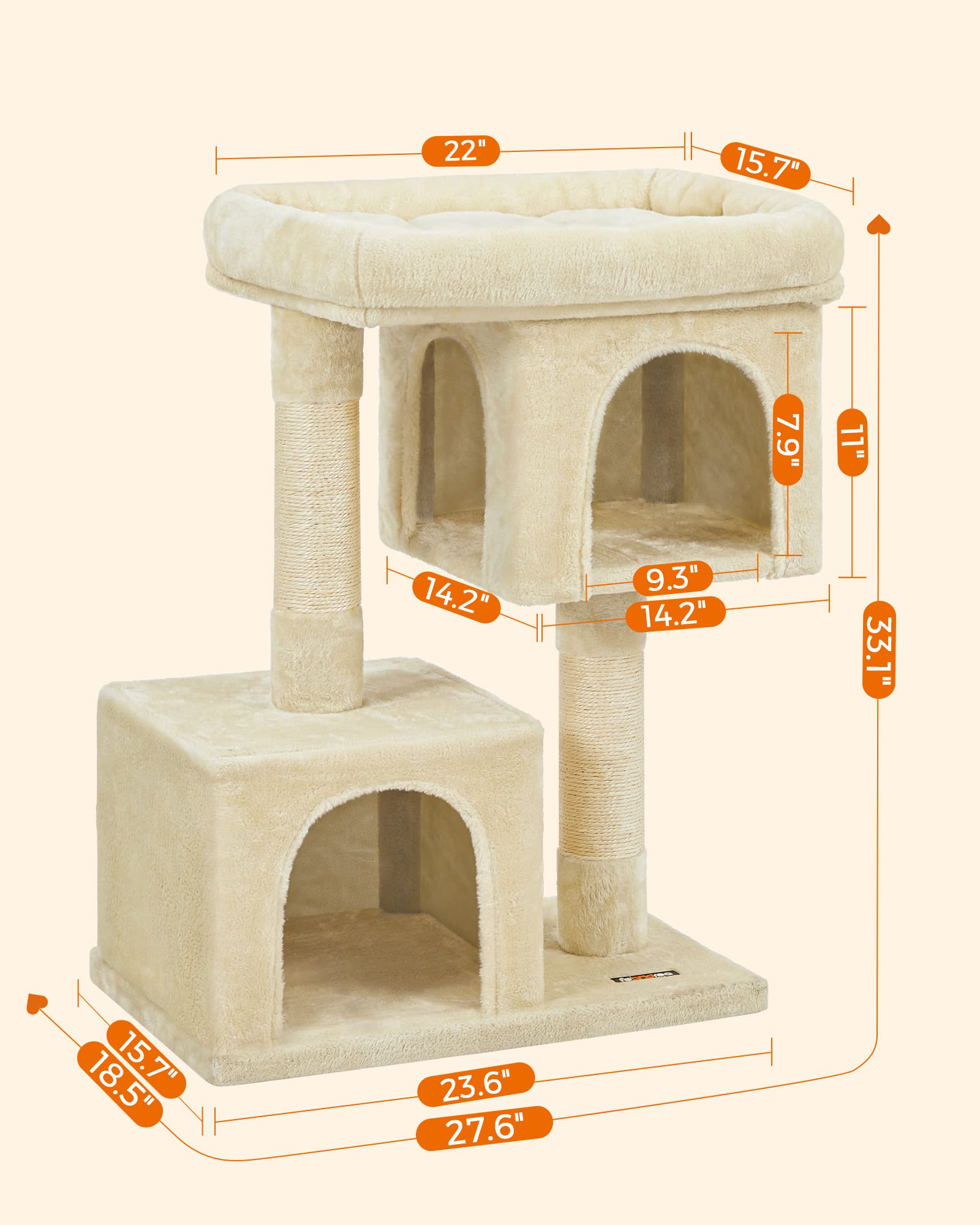 Feandrea cat tree top perch ideal for bird watching.