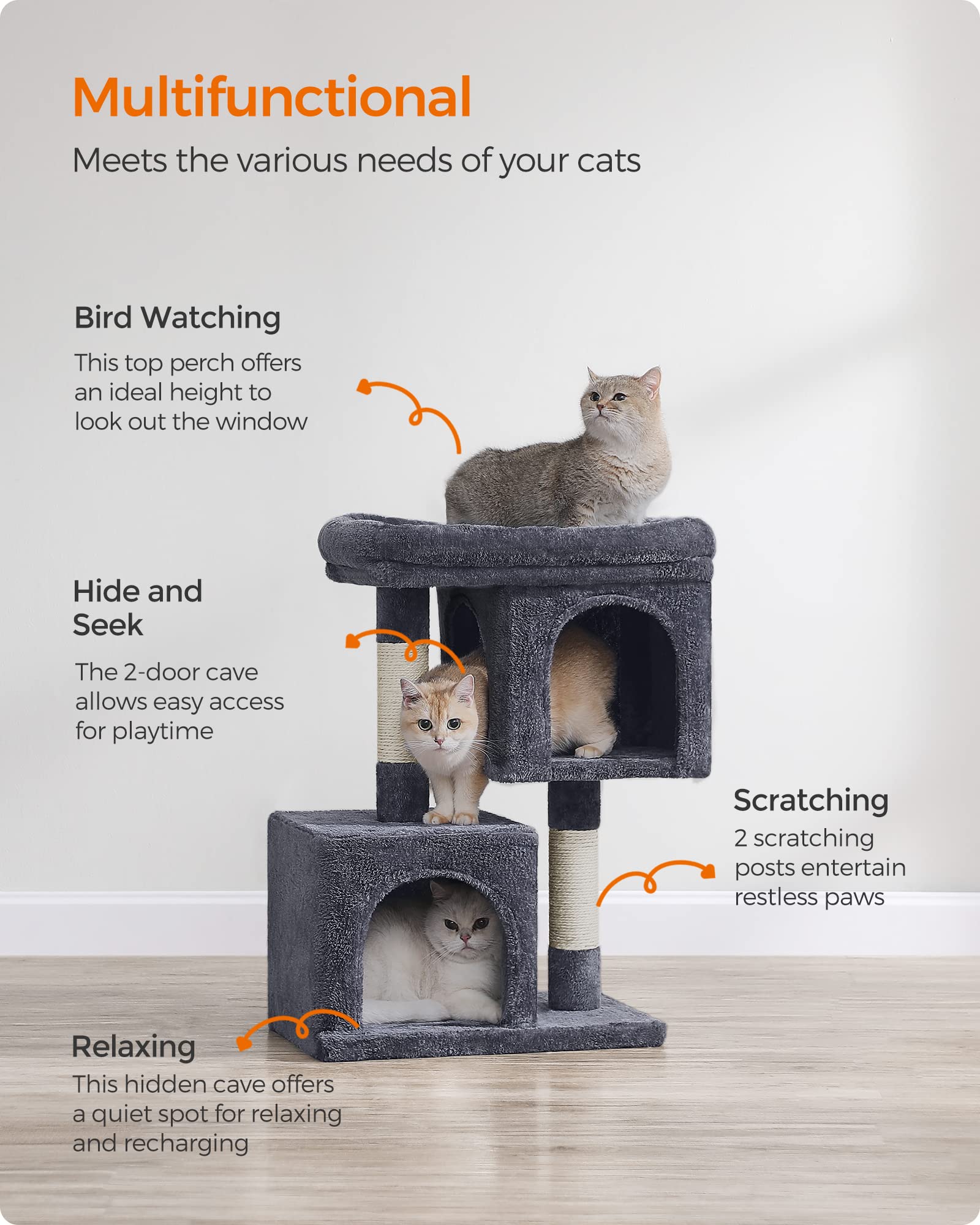 Feandrea cat tree top perch perfect for bird watching and lounging