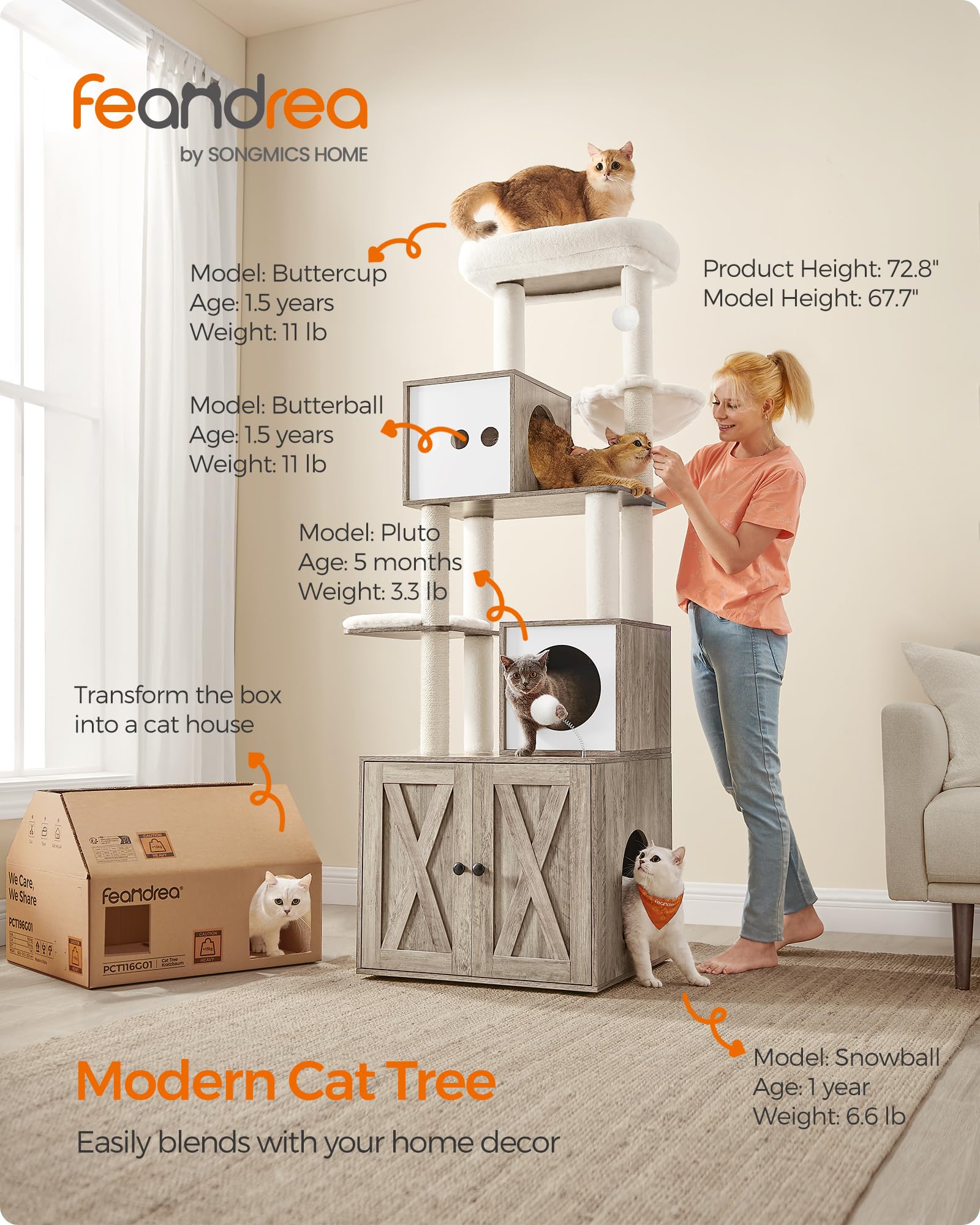 Feandrea cat tree top perch view offers an elevated spot to observe the room