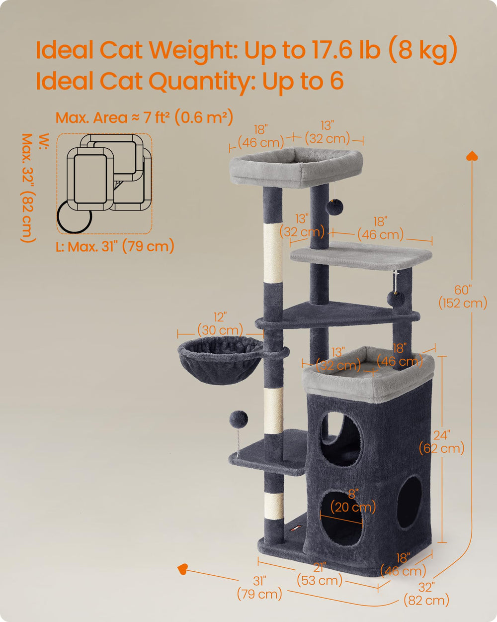 Feandrea cat-tree top perch enables window gazing and daytime relaxation