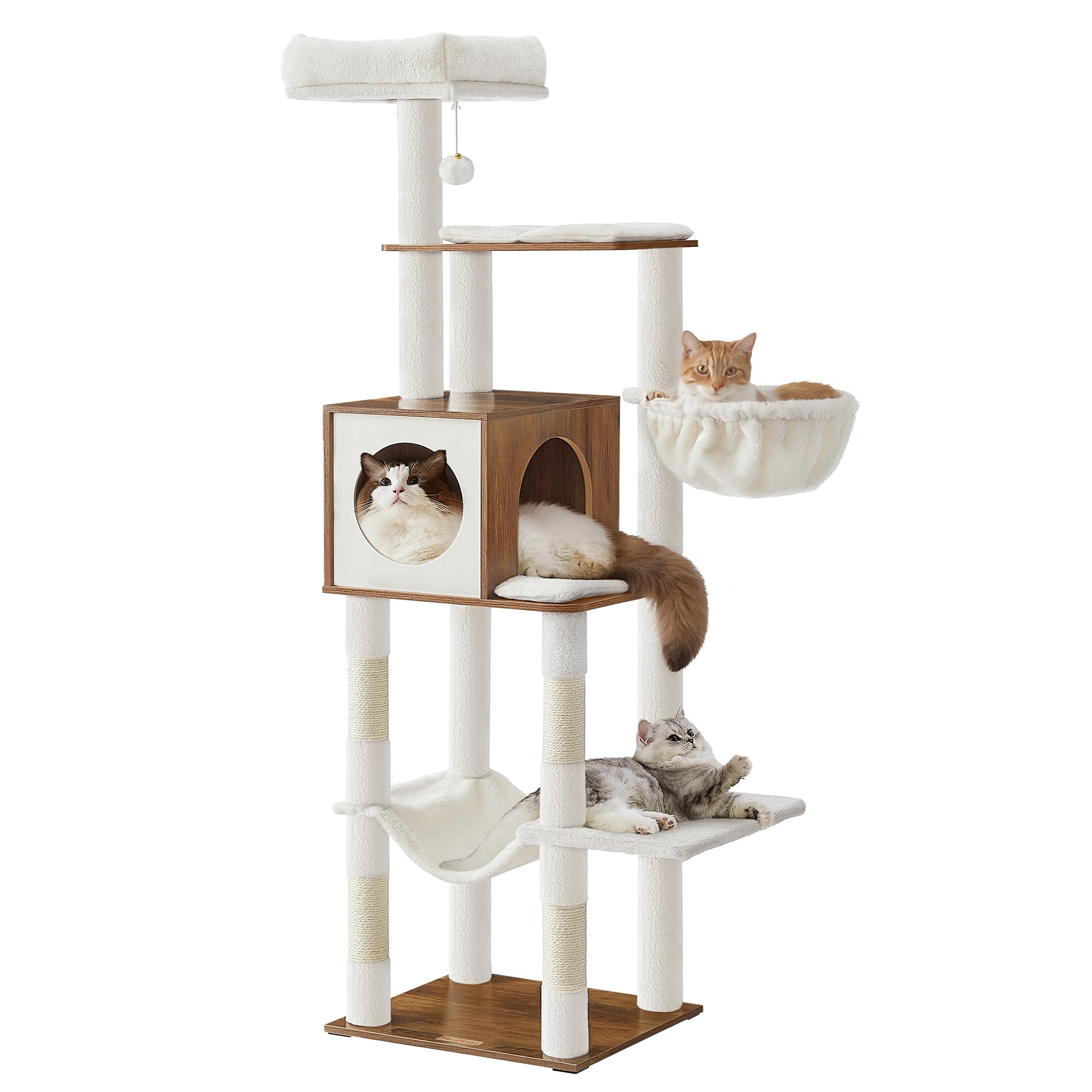 Feandrea cat tree top perch provides a high lookout for relaxed lounging.