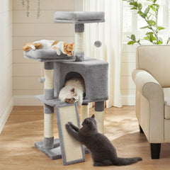 Feandrea Cat Tree top perches with plush padding for cozy lounging.