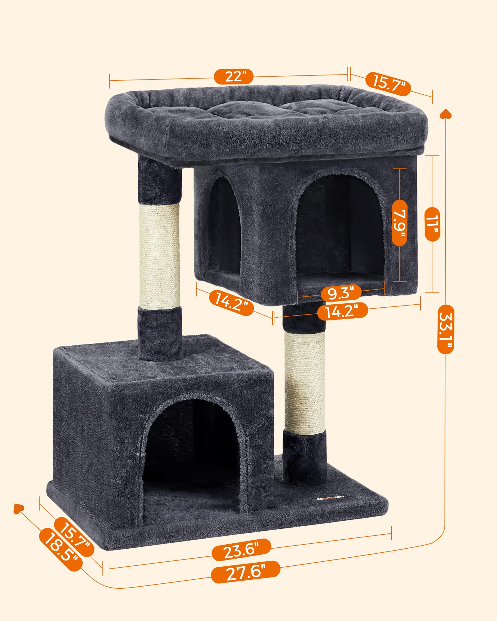 Feandrea Cat Tree top view perch for bird-watching and lounging