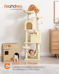 Feandrea cat tree two perches provide cozy high-viewing spots.