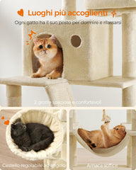 Feandrea Cat Tree with two pompoms for playful swats and engagement.