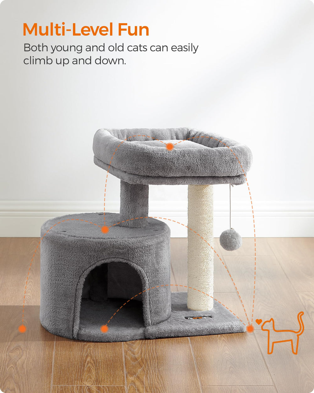 Feandrea plush perch provides a soft resting spot for kittens.