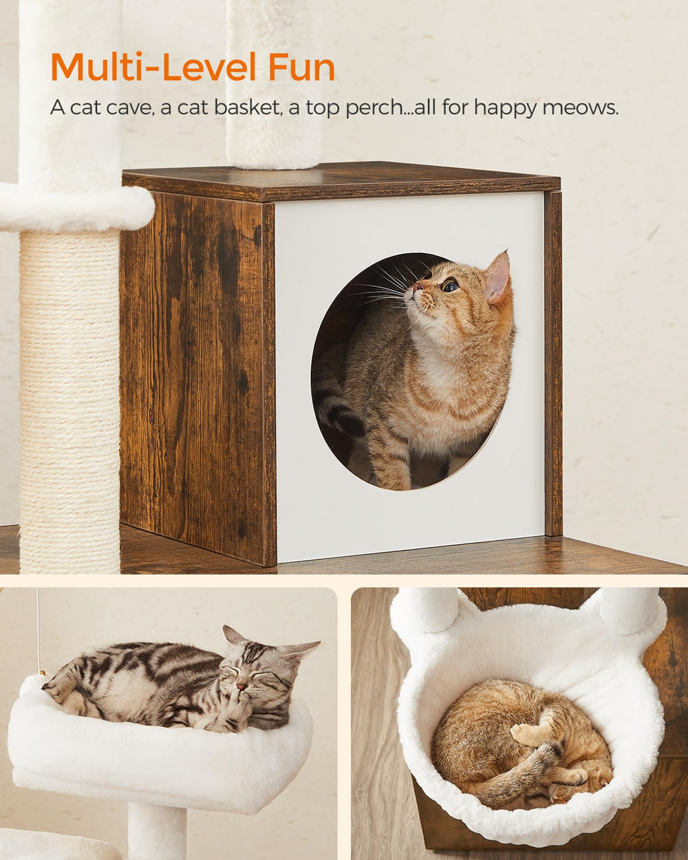 Feandrea veneered surface wipes clean against fur and dust.