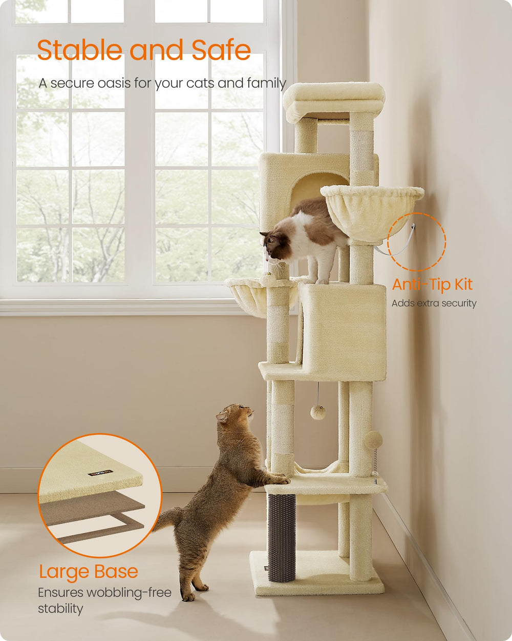 Feandrea cat tree viewing platform offering elevated vantage points