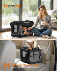 Feandrea collapsible crate side view showing portability for on the go pets