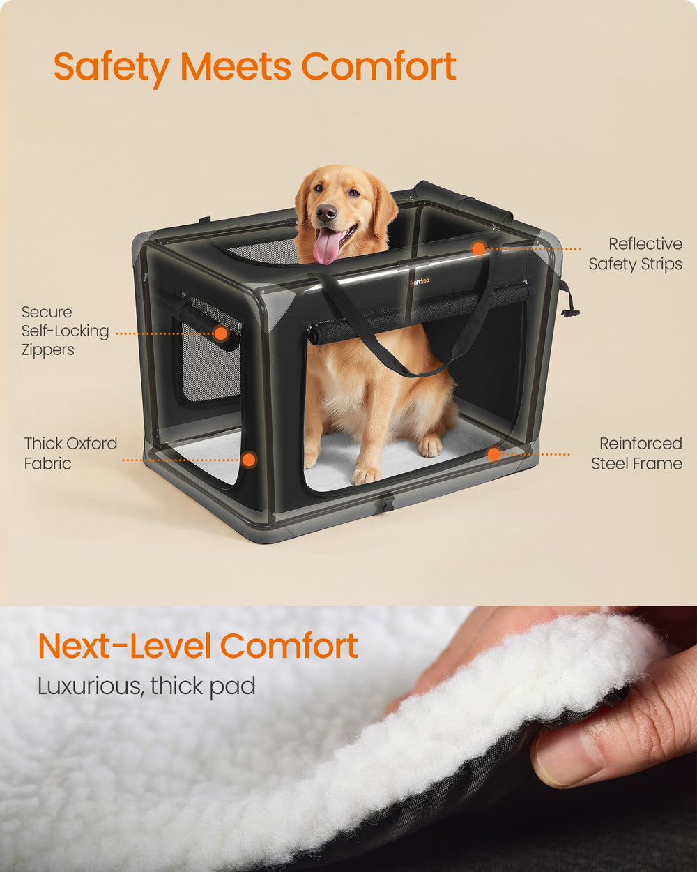 Feandrea collapsible dog crate compact fold enables quick storage and setup