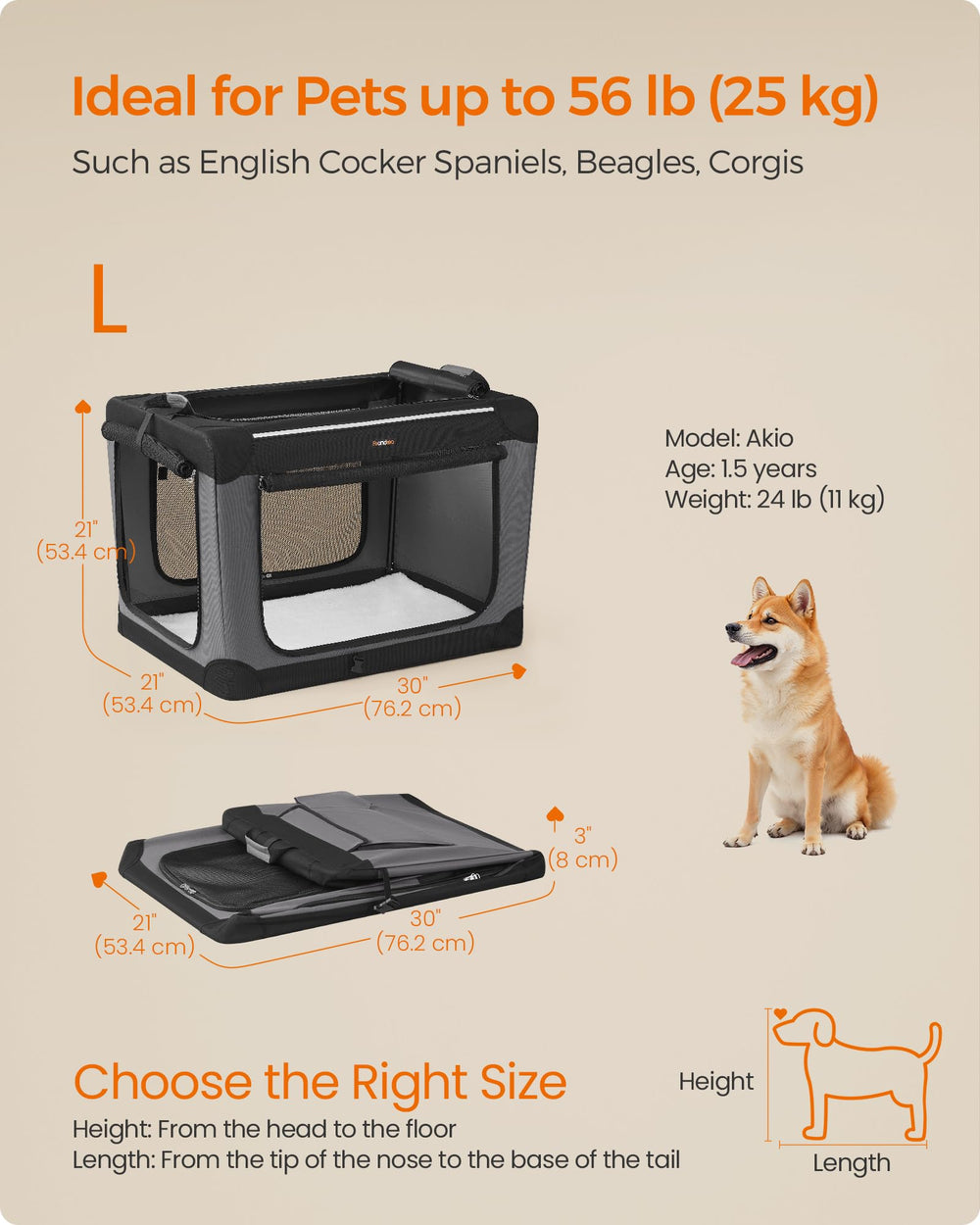 Feandrea collapsible crate folds flat for compact storage