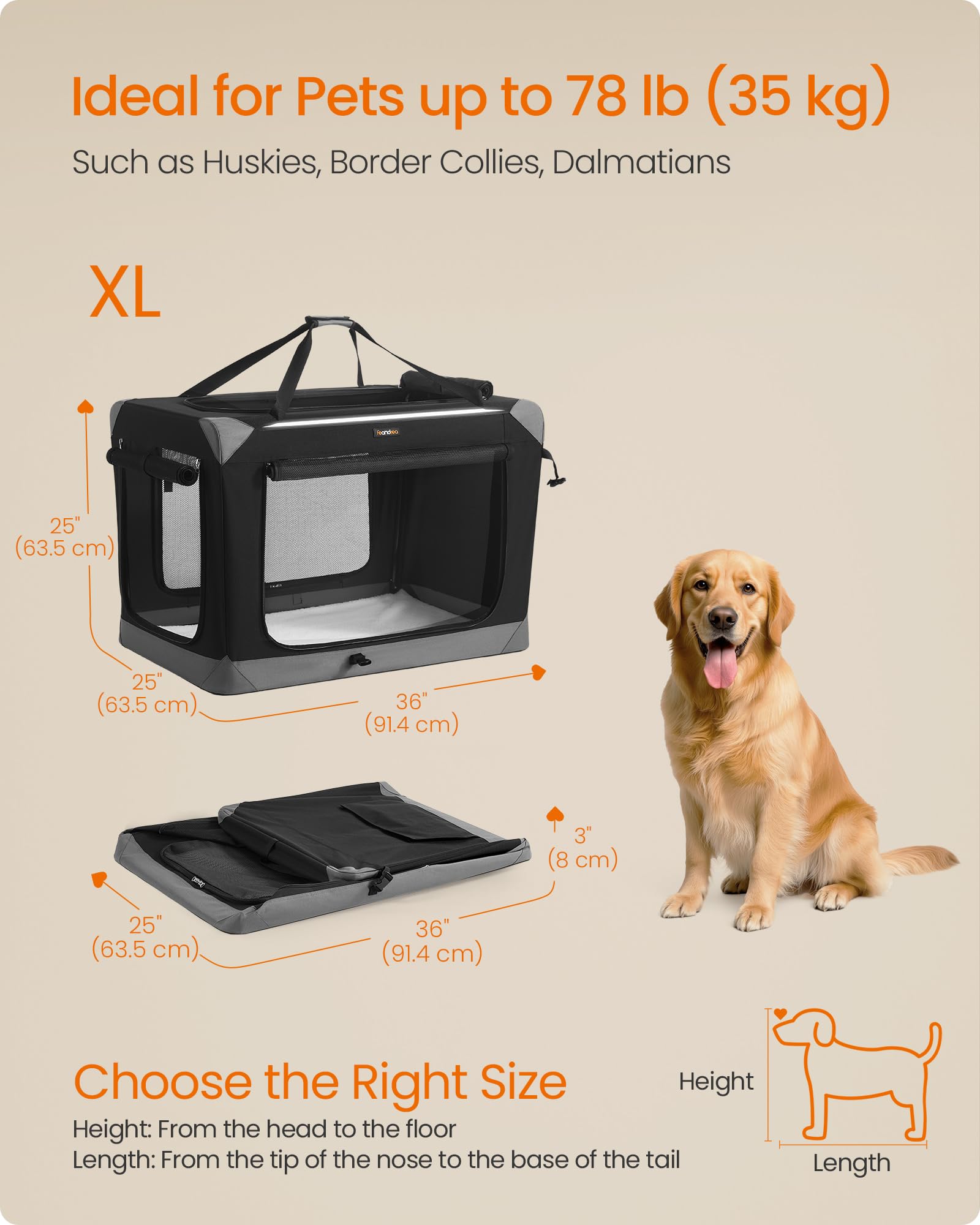 Feandrea 36-inch collapsible dog crate offers roomy interior for large dogs