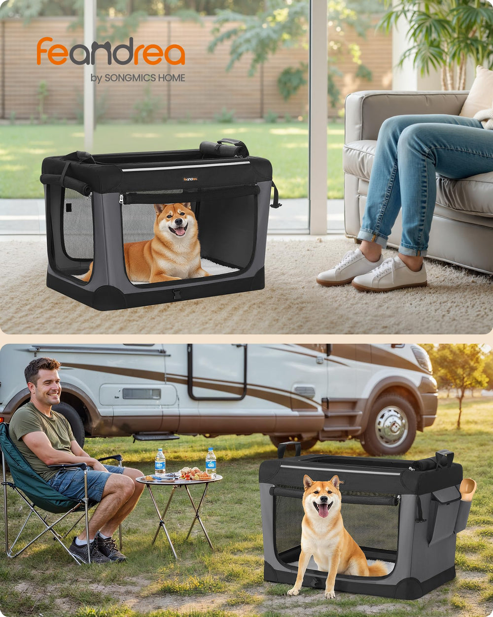 Feandrea collapsible dog crate with transport handles for easy moving