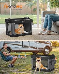 Feandrea collapsible dog crate with transport handles for easy moving