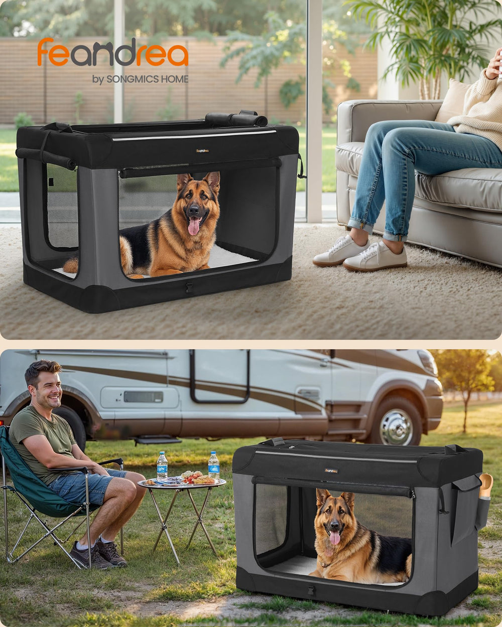 Feandrea crate with 4 mesh doors provides ample ventilation for pets.