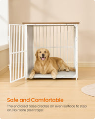 Feandrea dog crate enclosed-base emphasizing safety and stability.