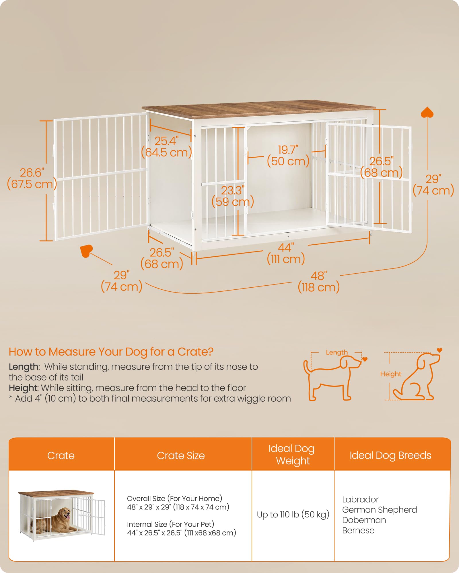 Feandrea interior dimensions help ensure your dog fits.