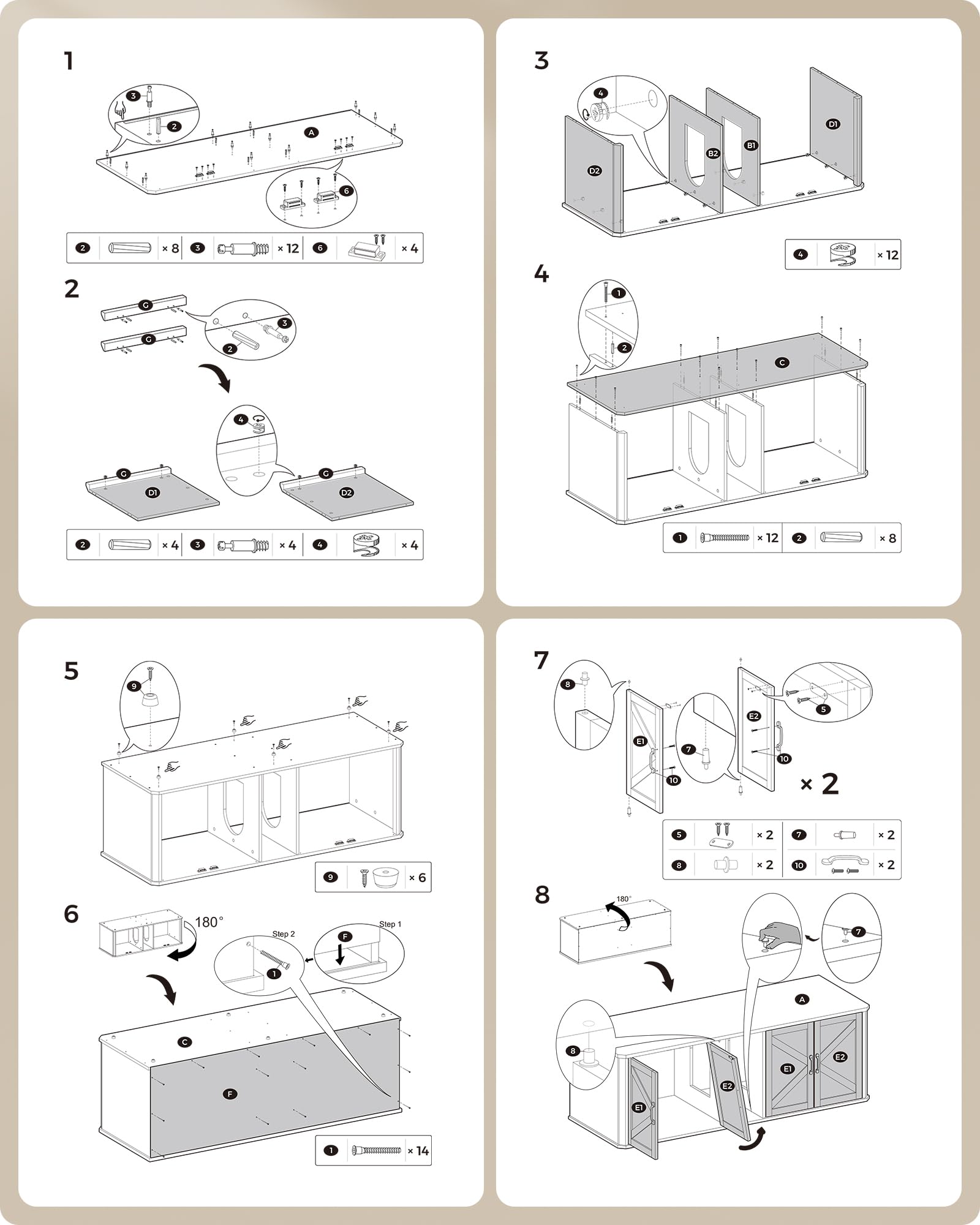Feandrea simple assembly with labeled parts for quick setup.