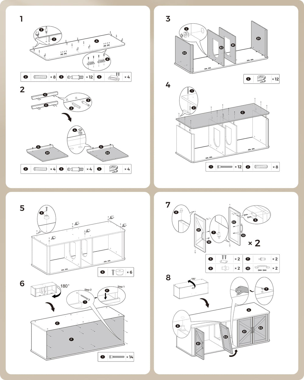 Feandrea simple assembly with labeled parts for quick setup.