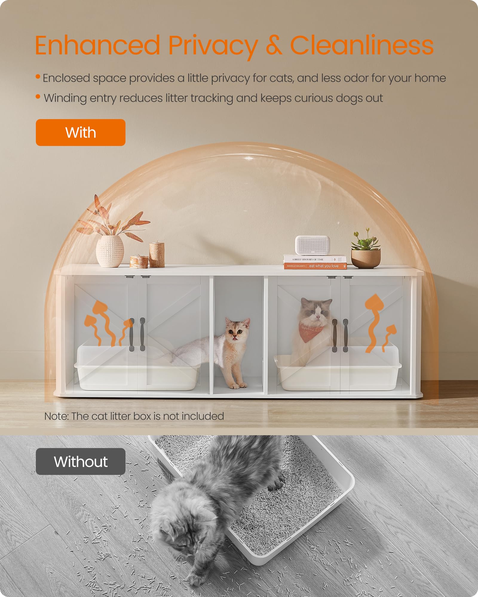 Feandrea multi-use top surface for décor, photo frames, or serving accessories.