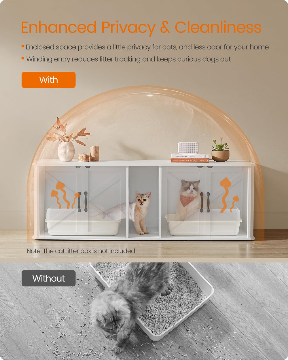 Feandrea multi-use top surface for décor, photo frames, or serving accessories.