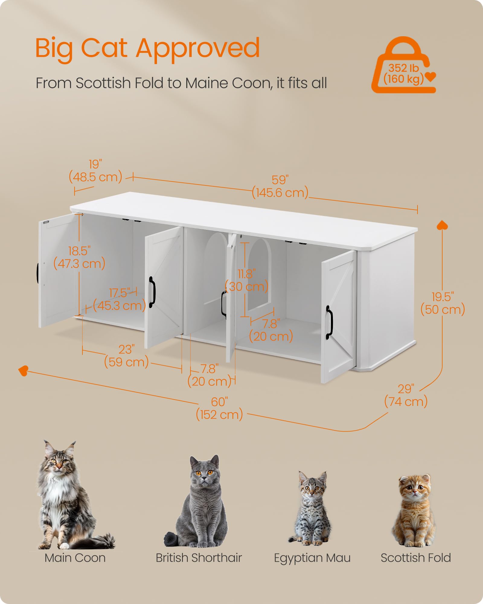 Feandrea private spaces give cats a cozy retreat while reducing litter scatter.