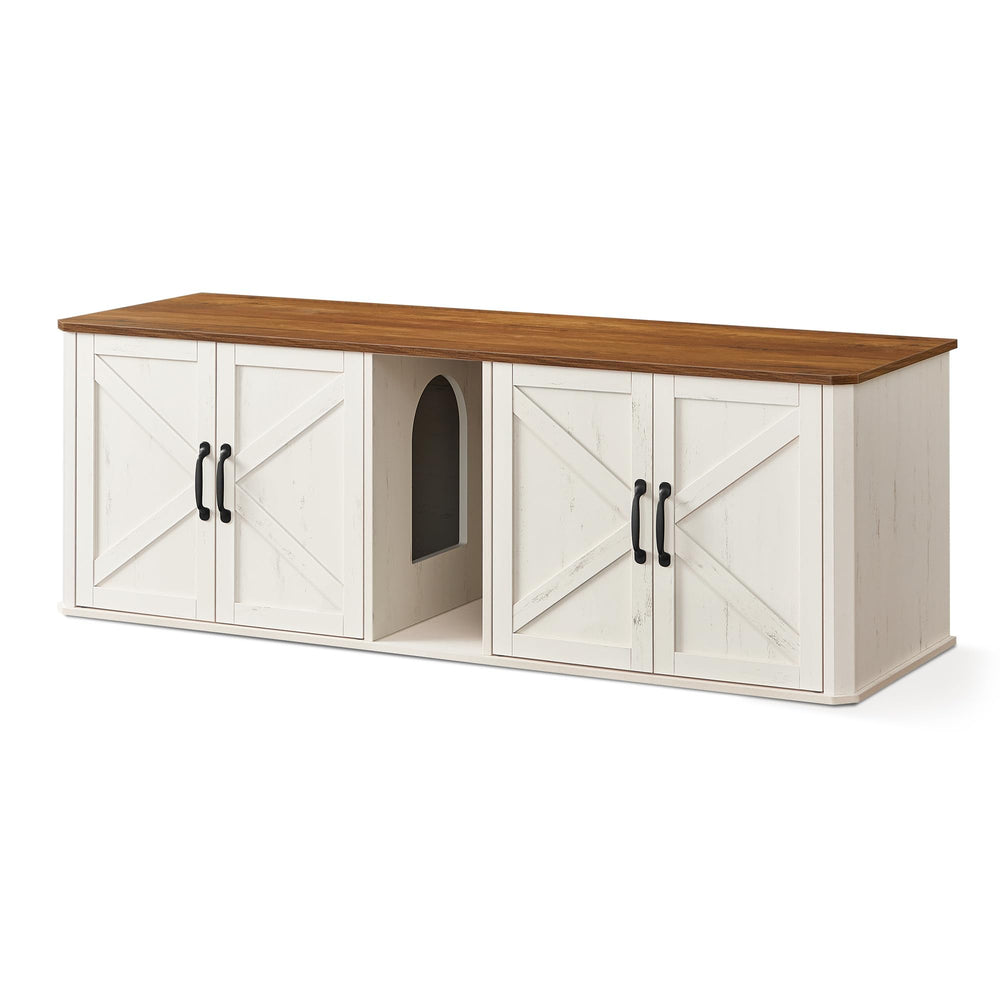 Feandrea double cat litter box front-entry view promotes privacy and tidy entry.