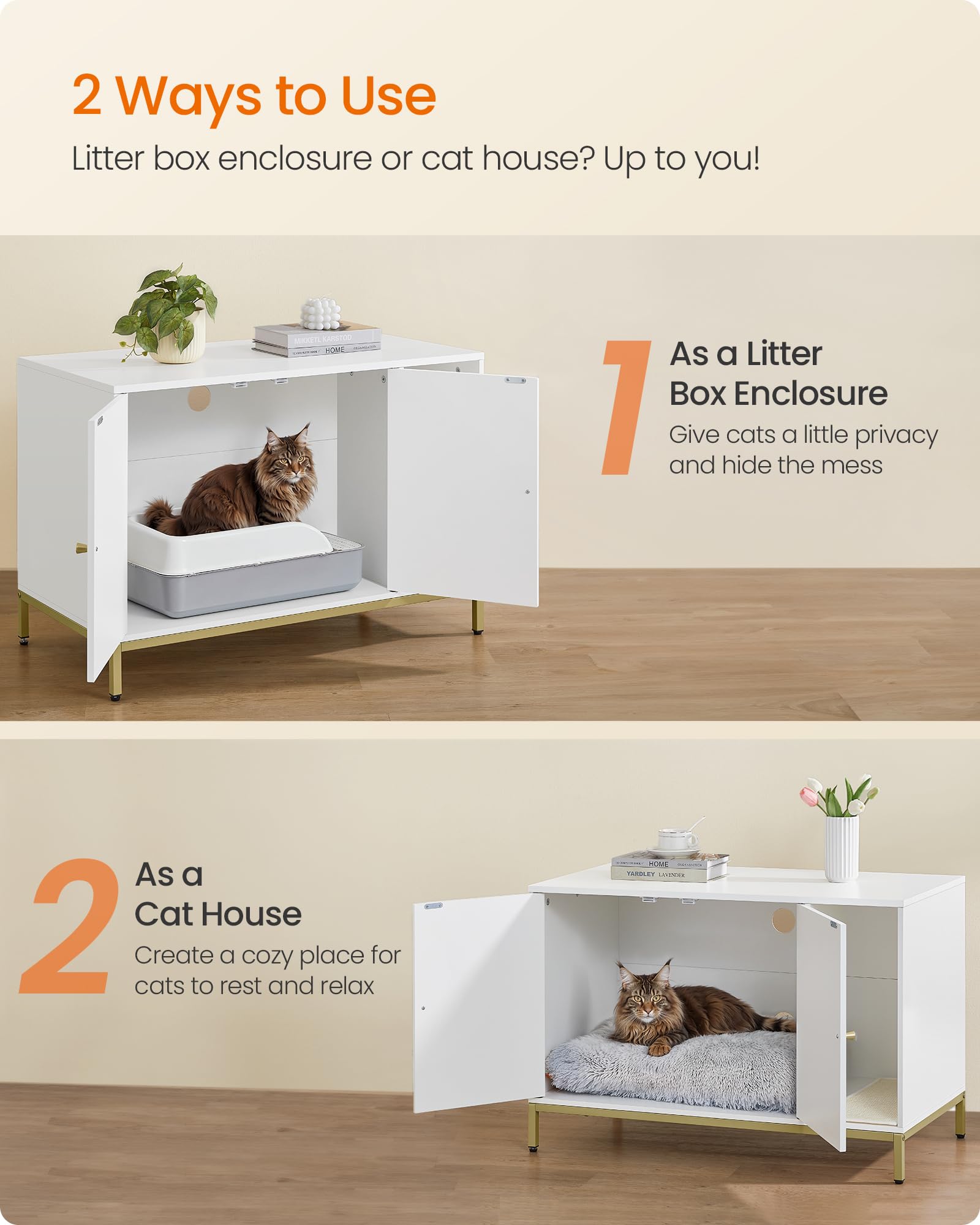 Feandrea easy-clean cabinet with tall legs for effortless upkeep.