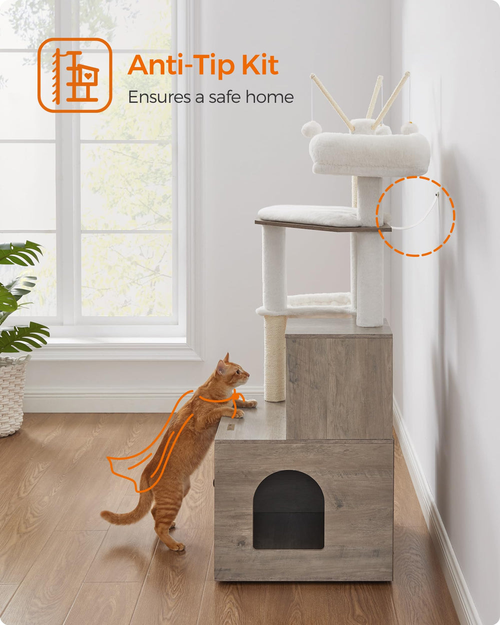 Feandrea easy-clean veneer surface resists fur and dust.