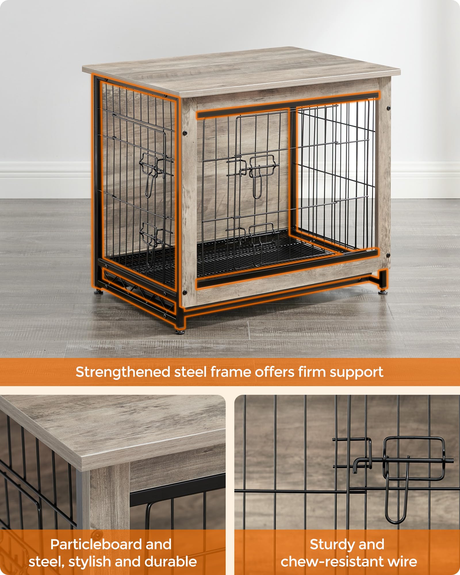 Front and side doors on Feandrea kennel enabling flexible entry options