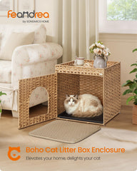 Feandrea handwoven rattan cabinet interior provides natural light and privacy.