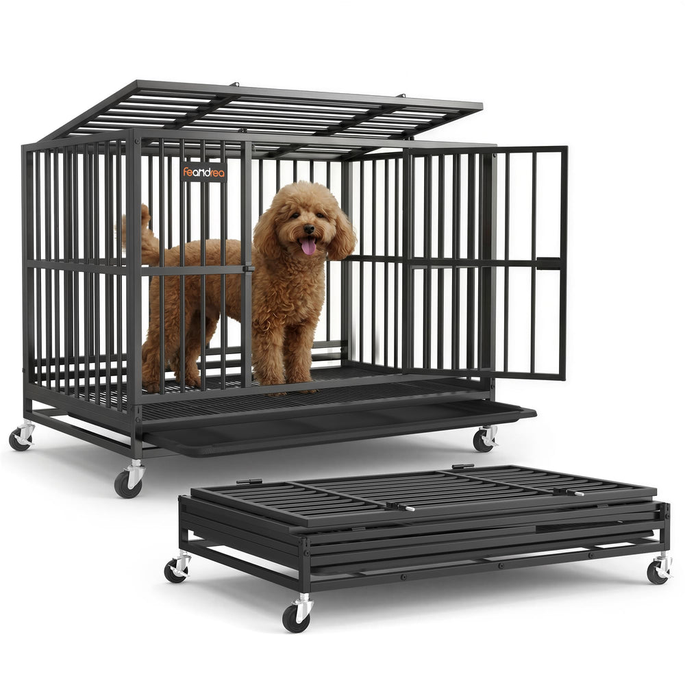 Feandrea heavy-duty crate setup in minutes for quick pet containment.