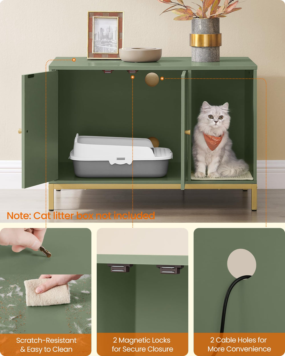 Feandrea inner compartment fits most litter boxes for flexible placement.