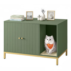 Feandrea litter box enclosure in forest green blends with décor and hides litter.