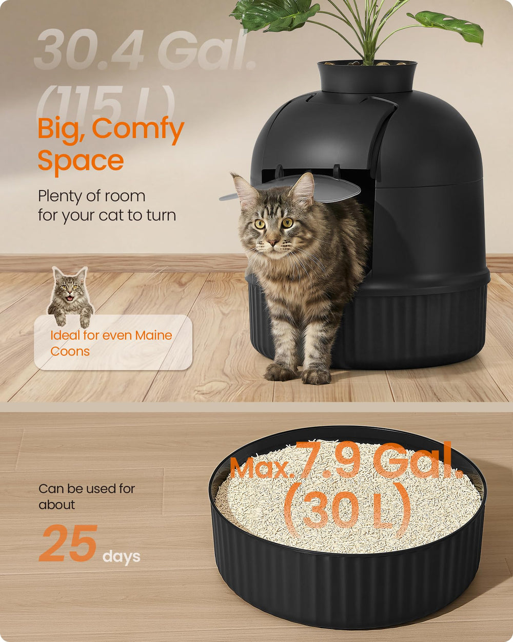 Feandrea enclosure side angle highlighting roomy interior for cats of all sizes