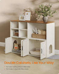 Feandrea storage compartments hold litter supplies, scoops, and accessories.