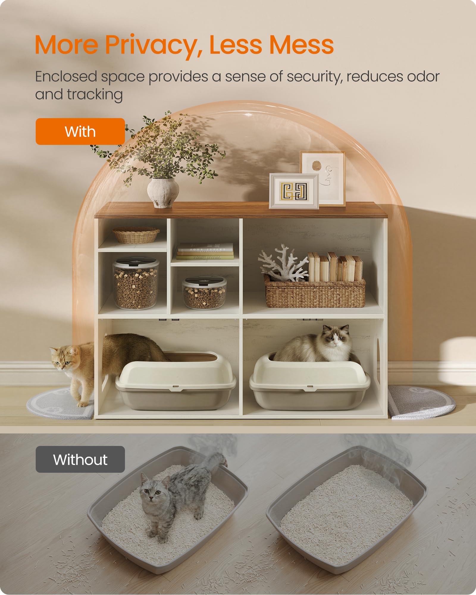 Feandrea top surface provides space for books or plants.