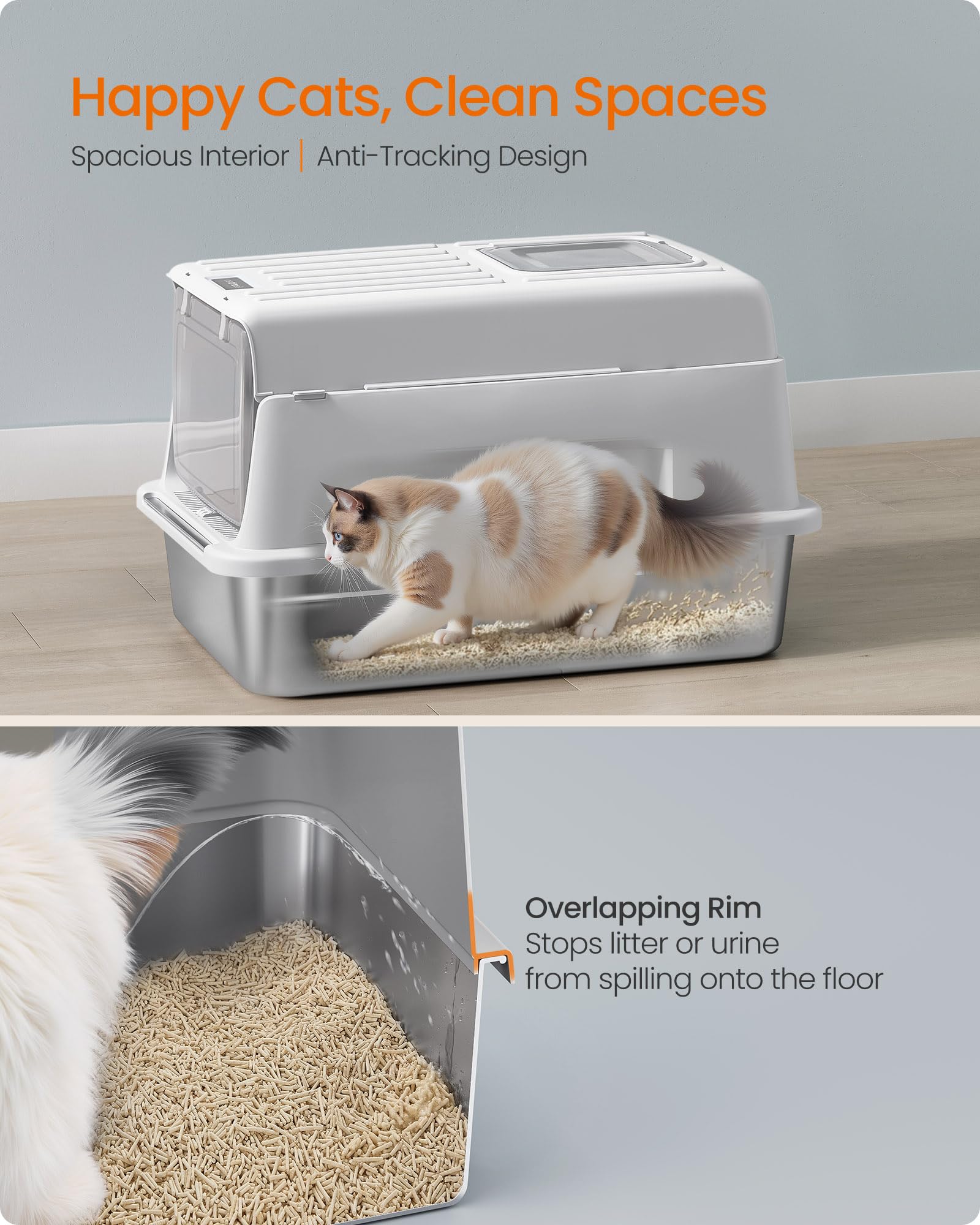 Feandrea litter catcher mat traps stray litter from paws, reducing mess.