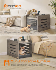 Feandrea end table crate with flip-up acrylic door saves space while offering pet visibility