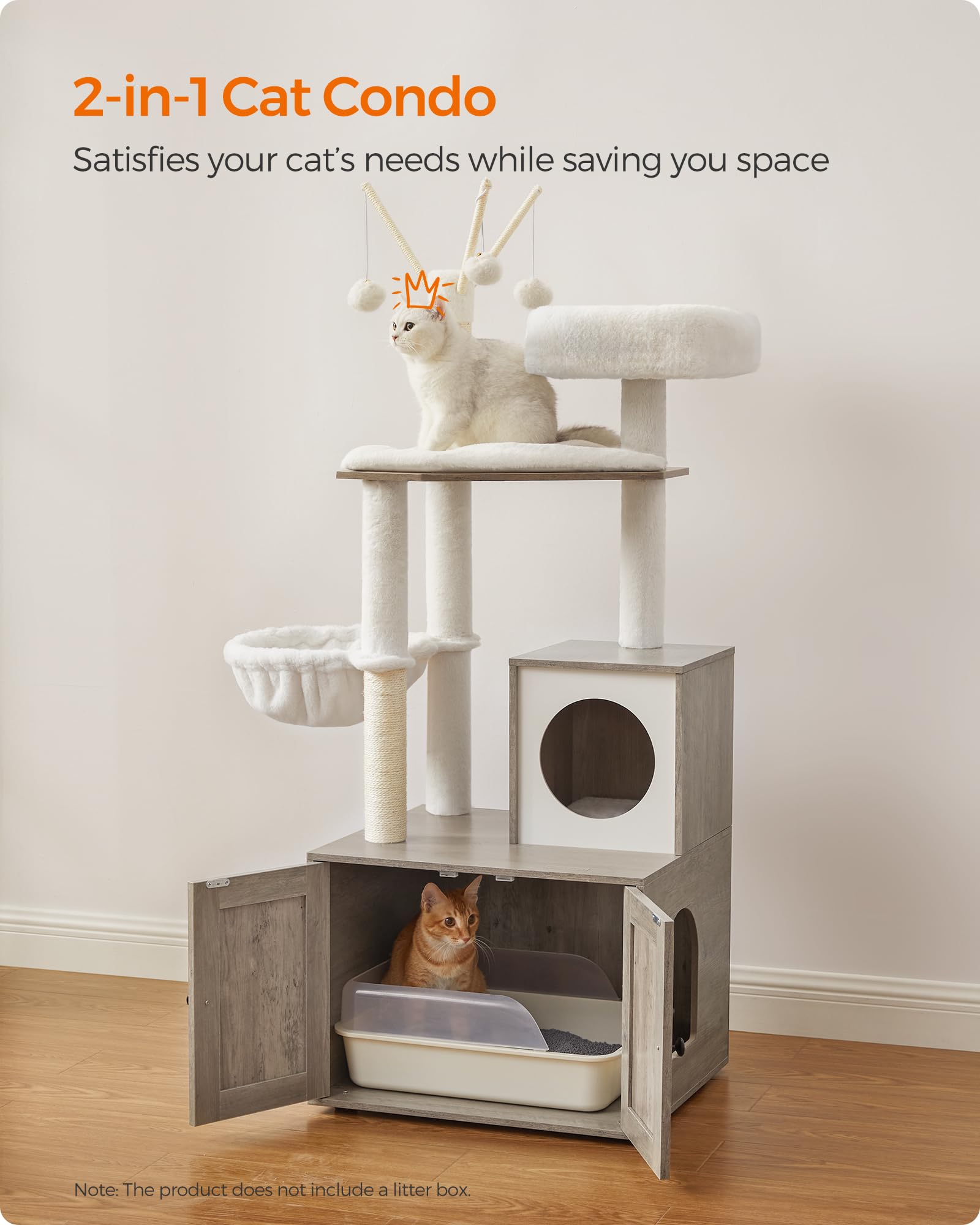Feandrea cat tree with greige finish complements modern interiors.