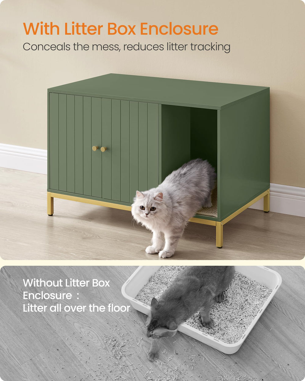 Feandrea multifunction furniture functions as table and hidden litter box.