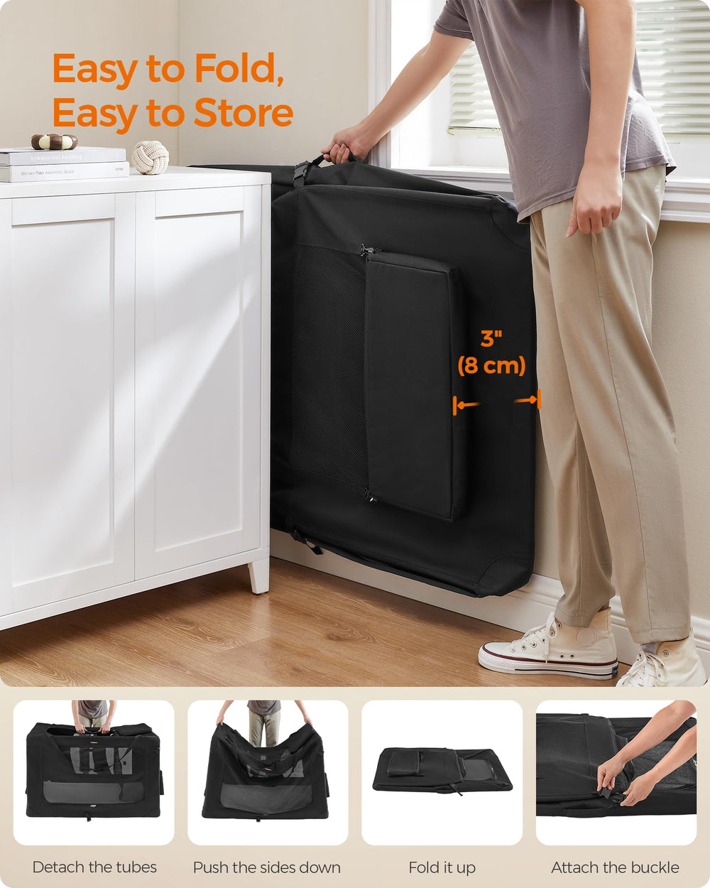 Removable fleece pad inside Feandrea crate for comfort
