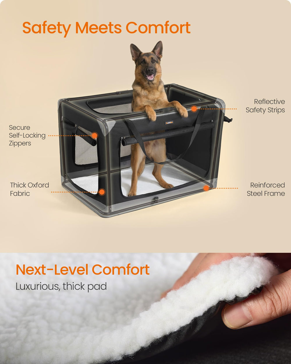 Feandrea removable fleece pad allows easy cleaning after adventures.