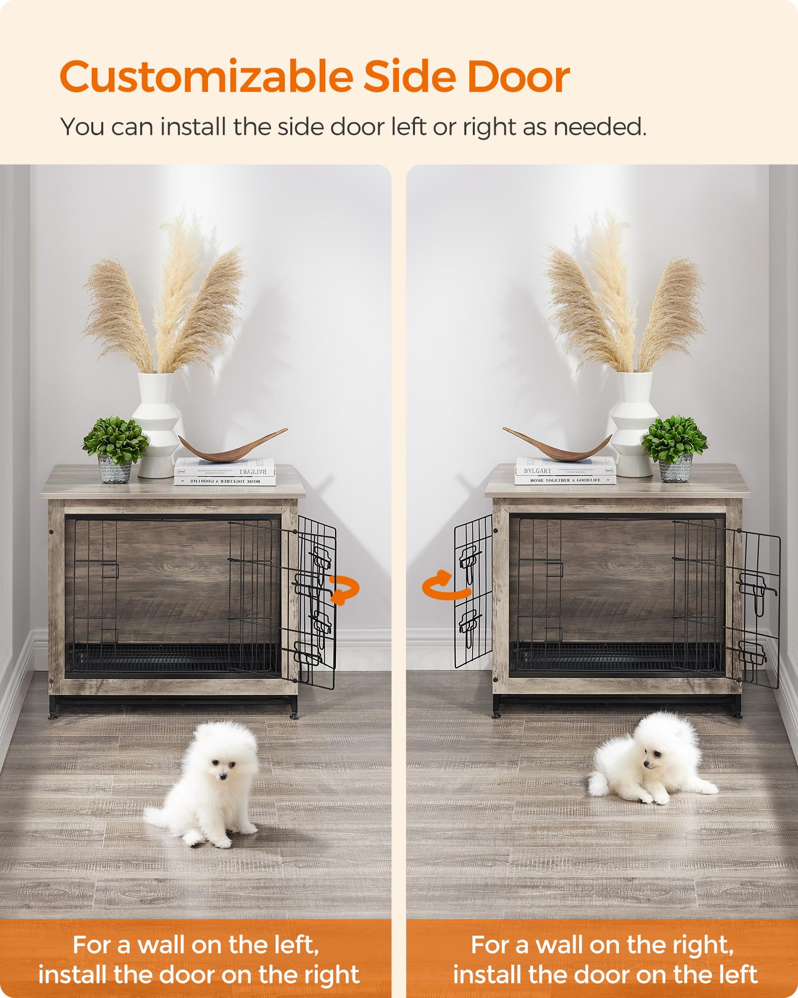 Removable tray from Feandrea kennel with two placement options for cleaning
