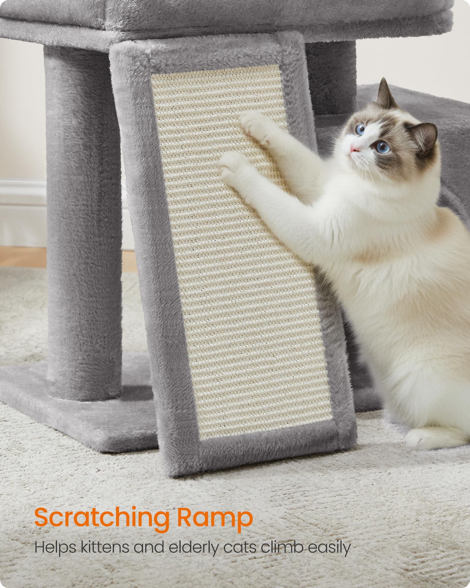 Feandrea anti-tip design keeps the cat tree stable during play