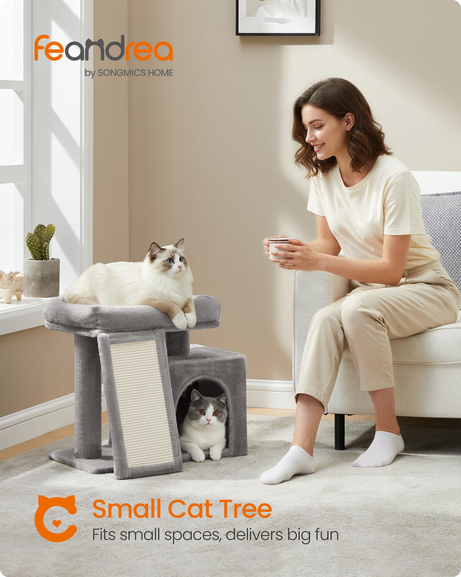 Feandrea cat tree dove gray scratching board boosts play and claw health