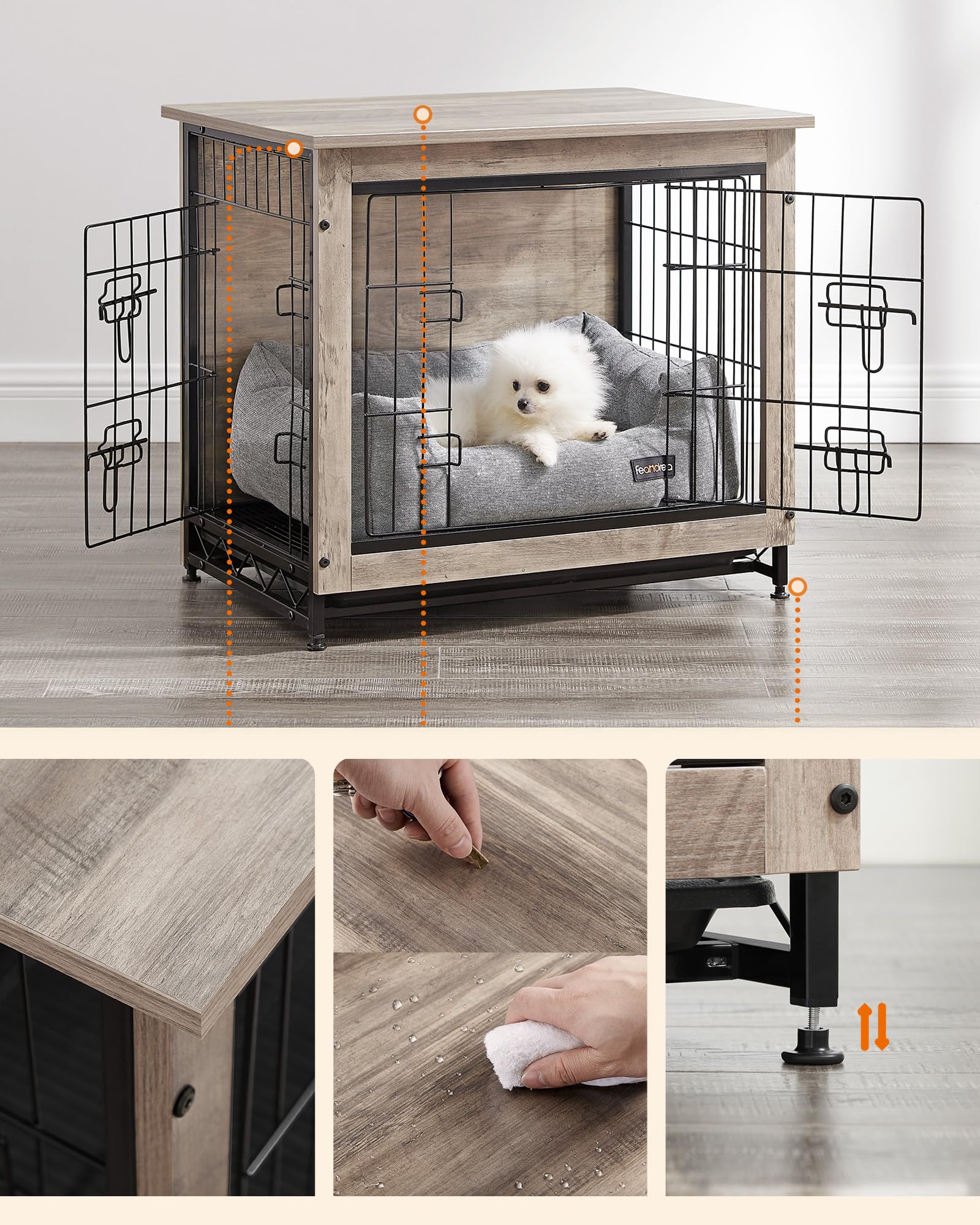 Small dogs up to 30 lb fit comfortably in Feandrea kennel