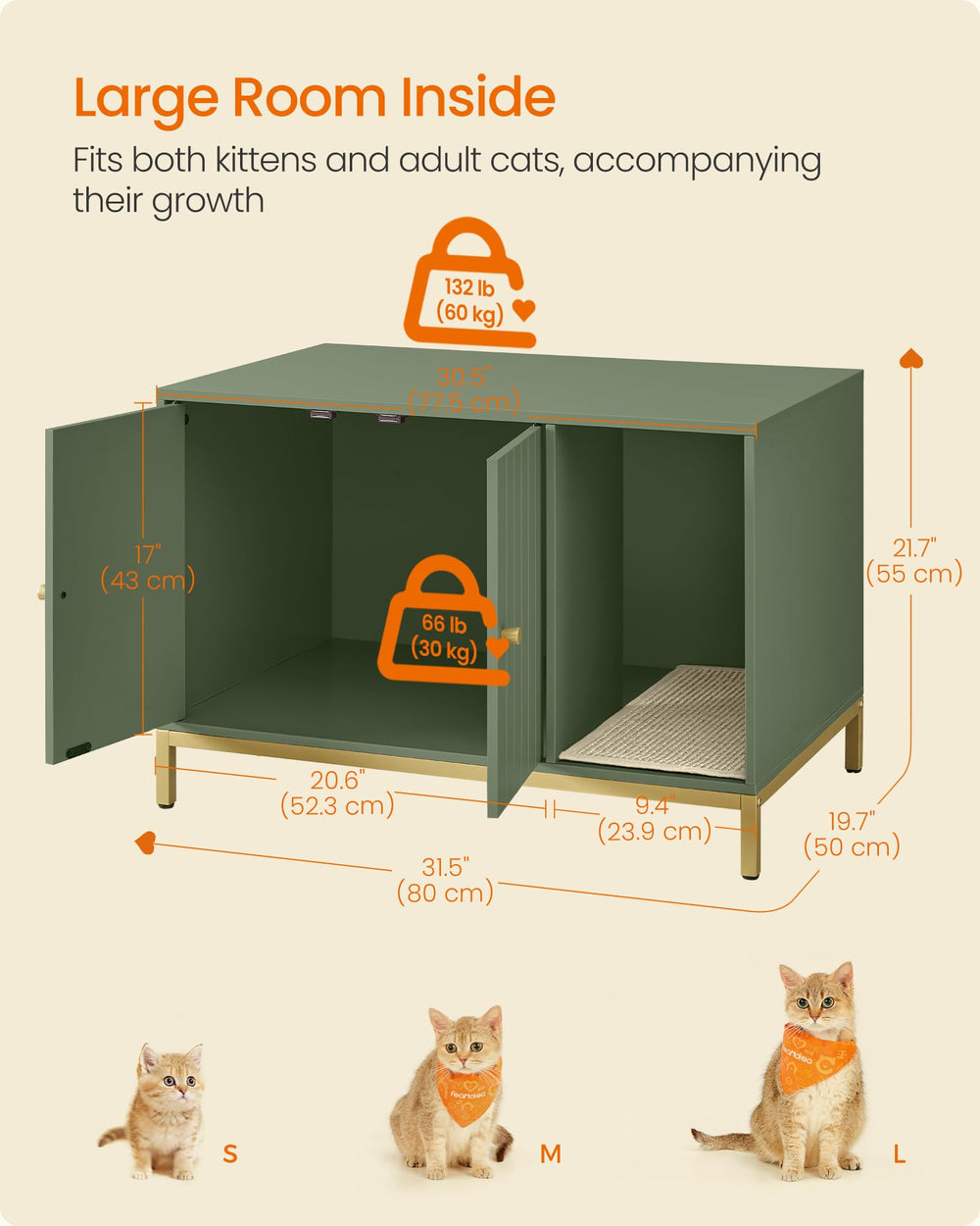 Feandrea tall legs facilitate cleaning under the furniture.